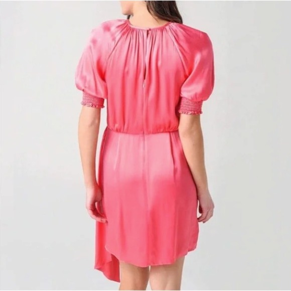 Saylor Zulu Pink Gathered Puff Sleeve Mini Dress Women's Size L Party Cocktail - Picture 2 of 10